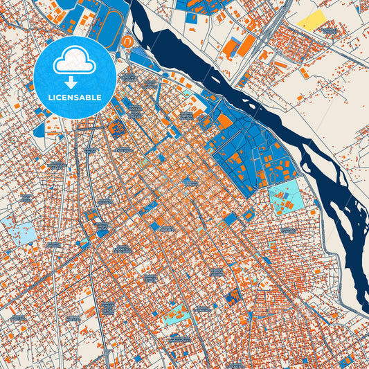 Colorful Santiago del Estero Street Map with Labels and Buildings