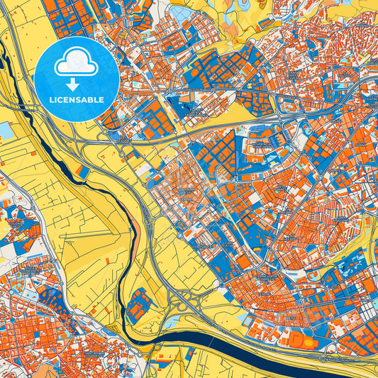 Colorful Sant Joan Despí Street Map with Labels and Buildings