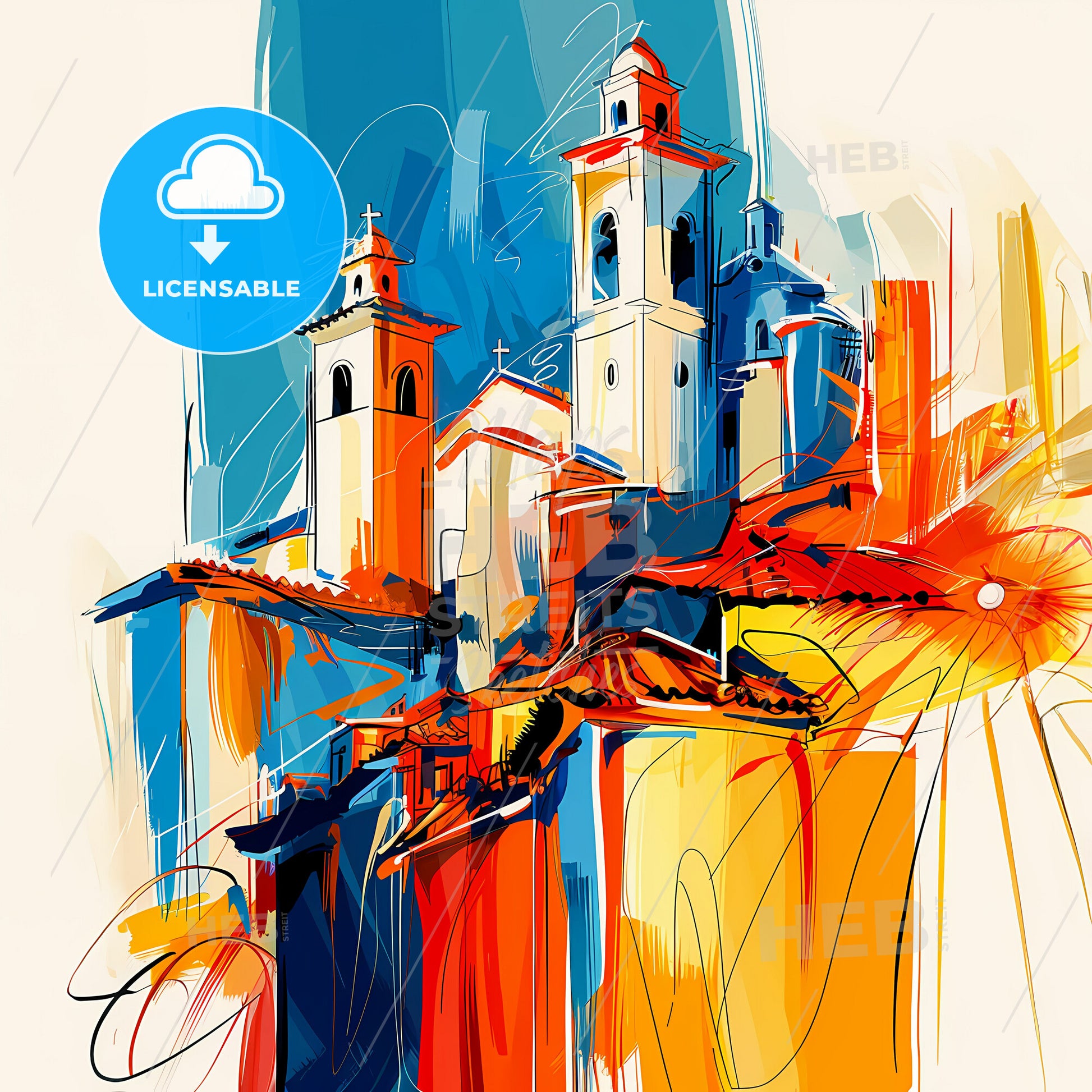 Vibrant Santo Andre, Brazil - A Painting Of A Building With Towers