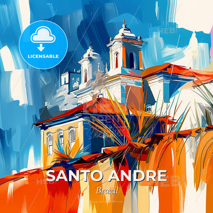 Vibrant Santo Andre, Brazil - A Painting Of A Building - Square format print template