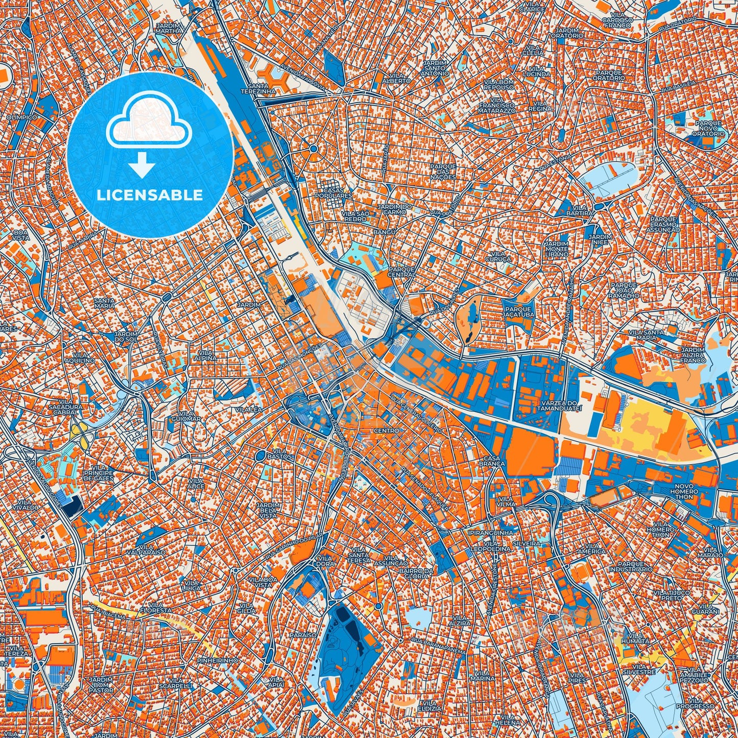 Colorful Santo Andre Street Map with Labels and Buildings