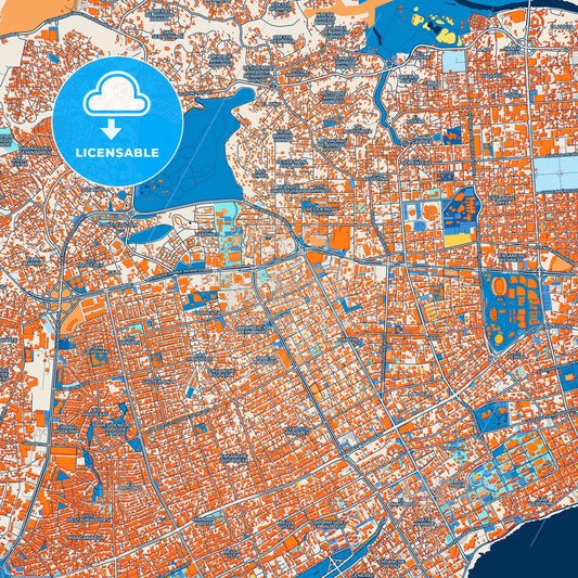 Colorful Santo Domingo Street Map with Labels and Buildings