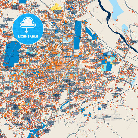 Colorful Santo Domingo de los Colorados Street Map with Labels and Buildings