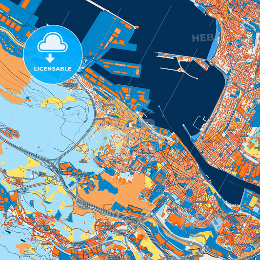 Colorful Santurtzi Street Map with Labels and Buildings