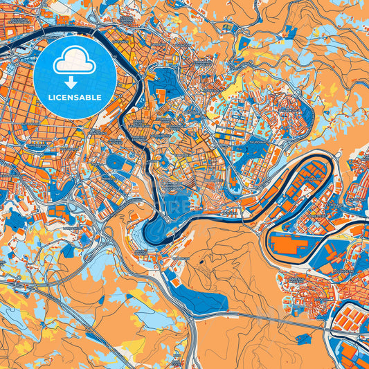 Colorful Santutxu Street Map with Labels and Buildings
