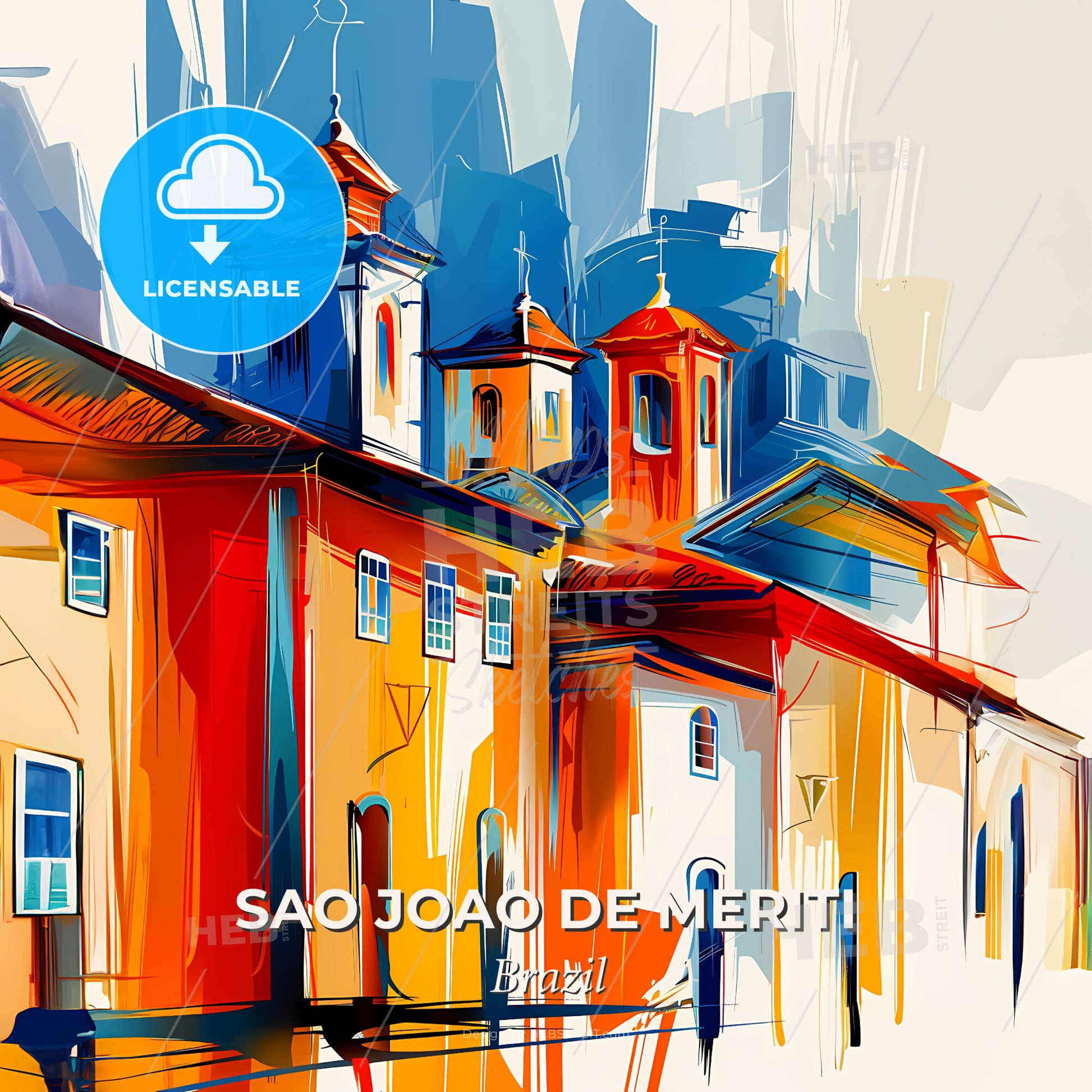 Vibrant Sao Joao De Meriti, Brazil - A Painting Of A Building - Square format print template