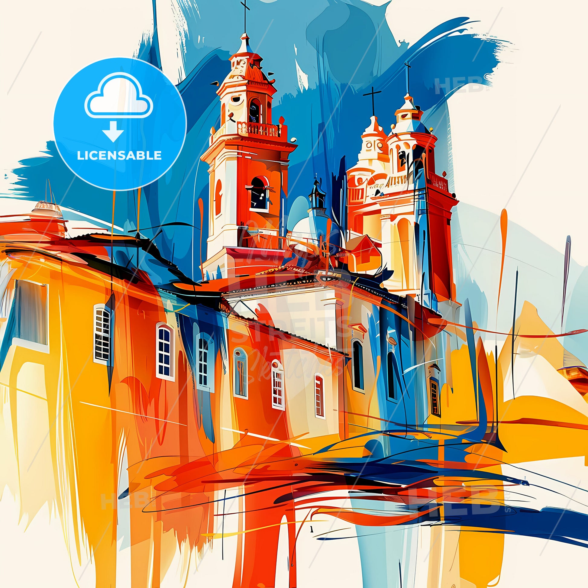 Vibrant Sao Jose Do Rio Preto, Brazil - A Painting Of A Building With Towers