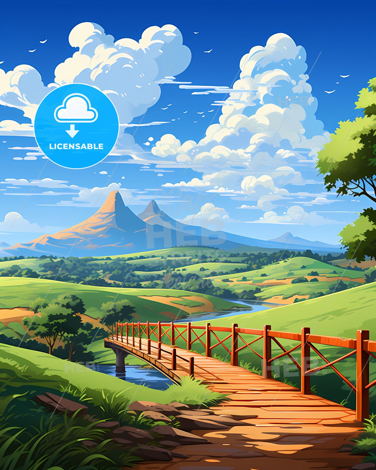 Sao Jose do Rio Preto Brazil City Skyline Bridge River Painting Art