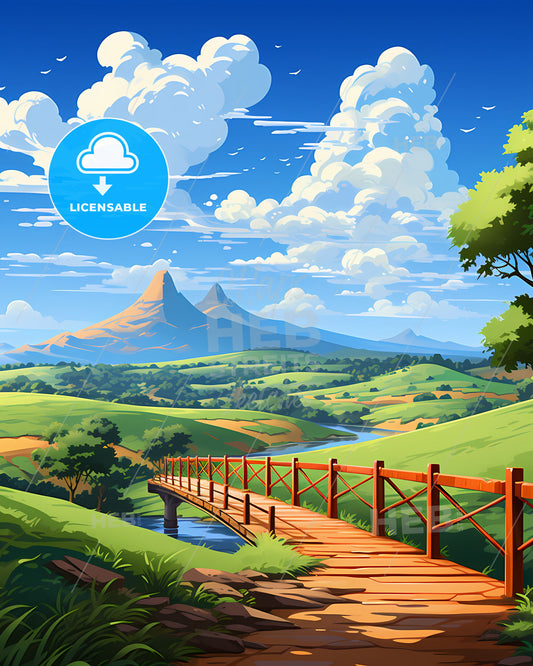 Sao Jose do Rio Preto Brazil City Skyline Bridge River Painting Art