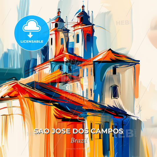 Vibrant Sao Jose Dos Campos, Brazil - A Painting Of A Building - Square format print template