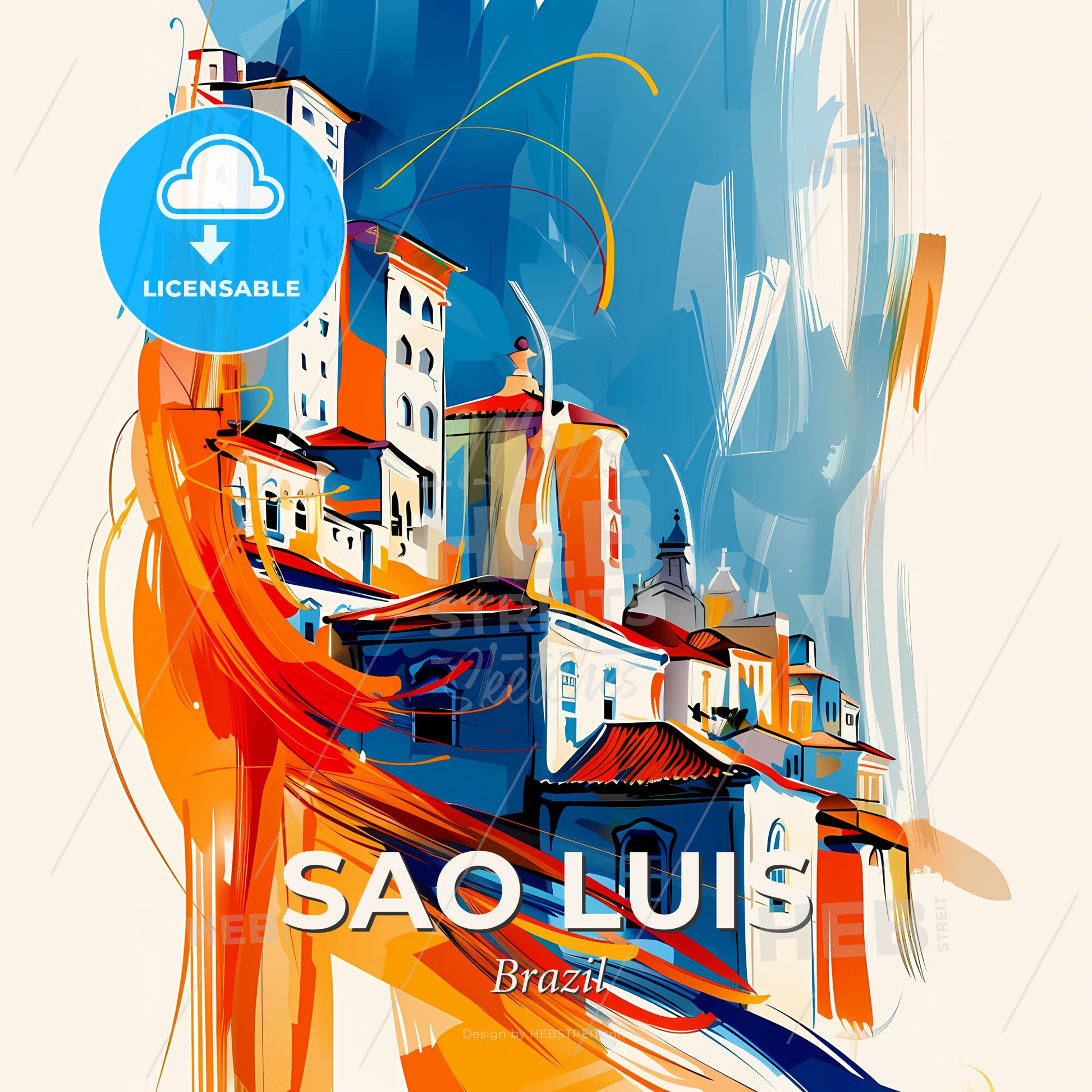 Vibrant Sao Luis, Brazil - A Painting Of A City - Square format print template