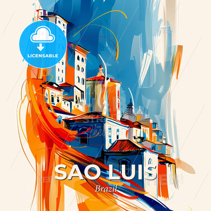 Vibrant Sao Luis, Brazil - A Painting Of A City - Square format print template
