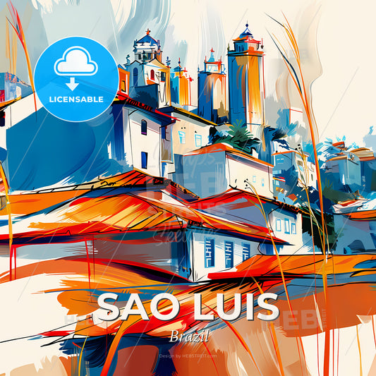 Vibrant Sao Luis, Brazil - A Painting Of A City - Square format print template
