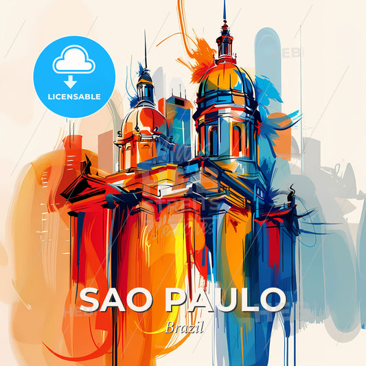 Vibrant Sao Paulo, Brazil - A Colorful Painting Of A Building - Square format print template