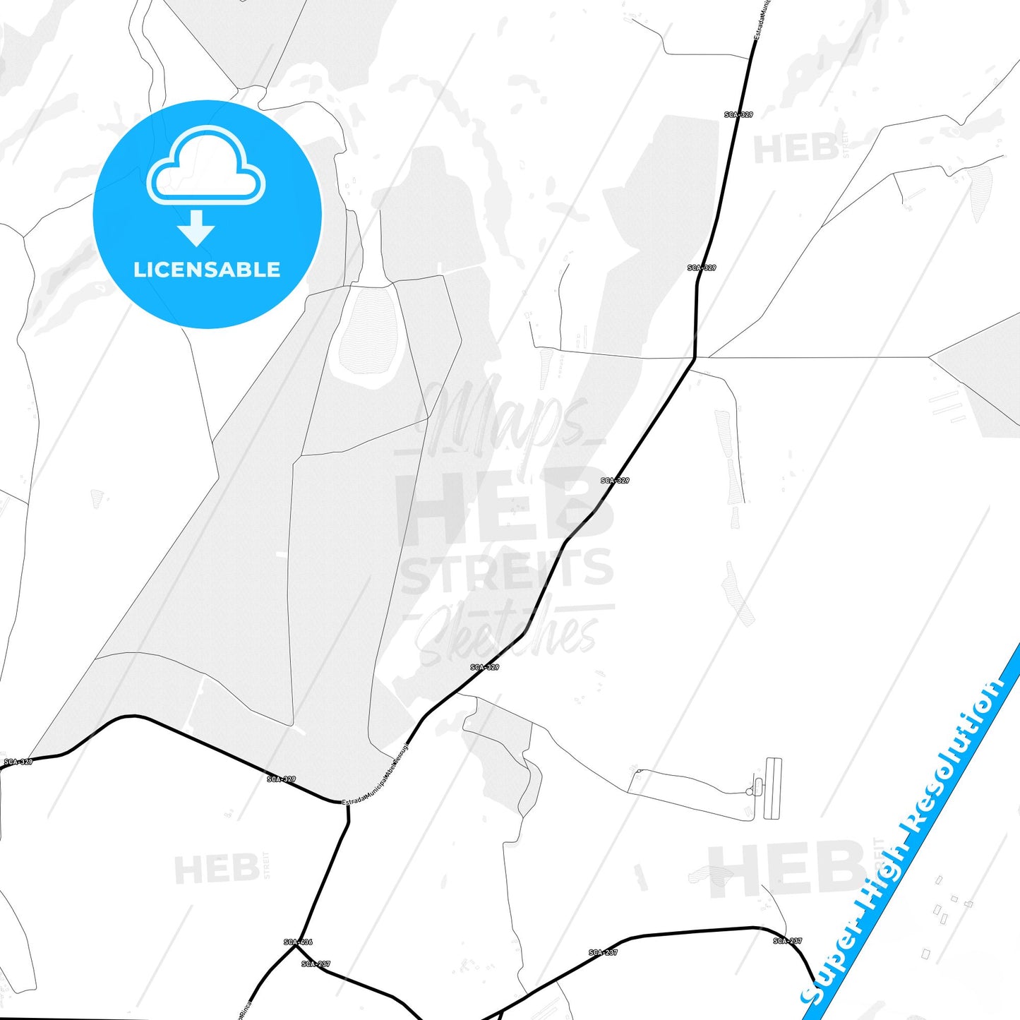 Sao Carlos, Brazil Light Map with Street Names, City Names, and Districts