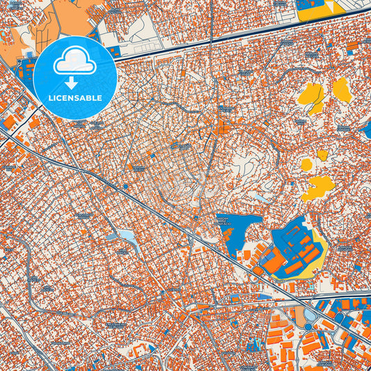 Colorful Sao Joao de Meriti Street Map with Labels and Buildings
