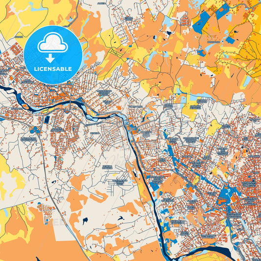 Colorful Sao Lourenco da Mata Street Map with Labels and Buildings