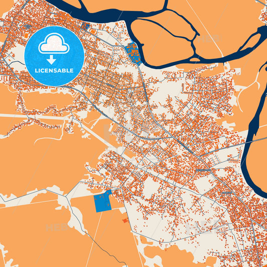 Colorful Sapele Street Map with Labels and Buildings