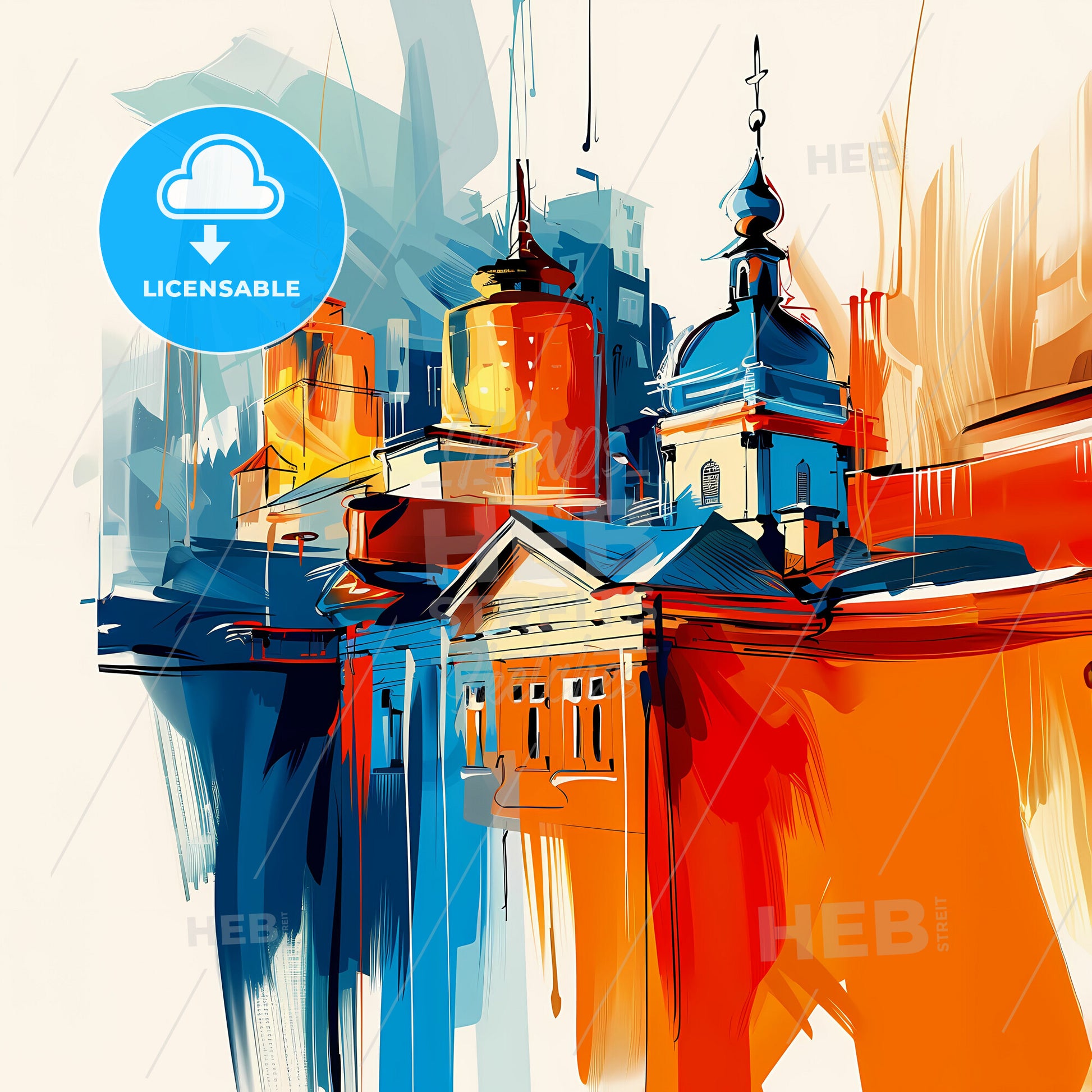 Vibrant Sapporo, Japan - A Painting Of A Building