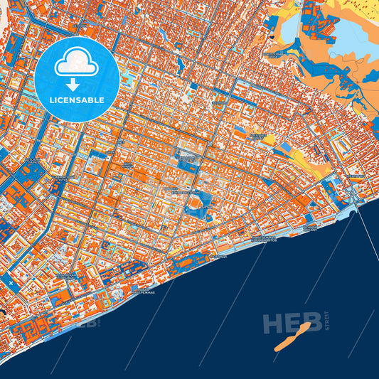 Colorful Saratov Street Map with Labels and Buildings