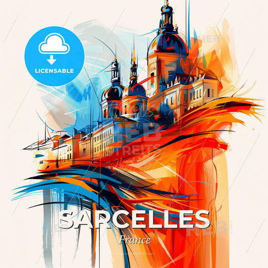 Vibrant Sarcelles, France - A Painting Of A Building - Square format print template