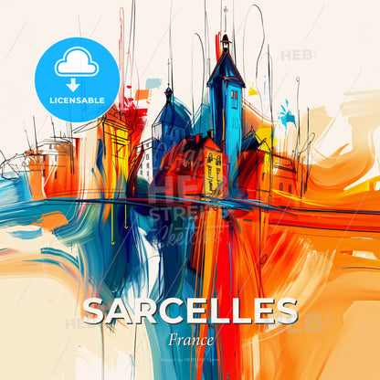 Vibrant Sarcelles, France - A Colorful Cityscape With Buildings And A Tower - Square format print template