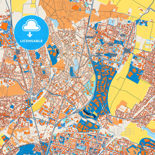 Colorful Sarcelles Street Map with Labels and Buildings
