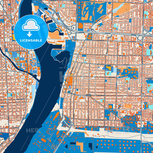 Colorful Sarnia Street Map with Labels and Buildings