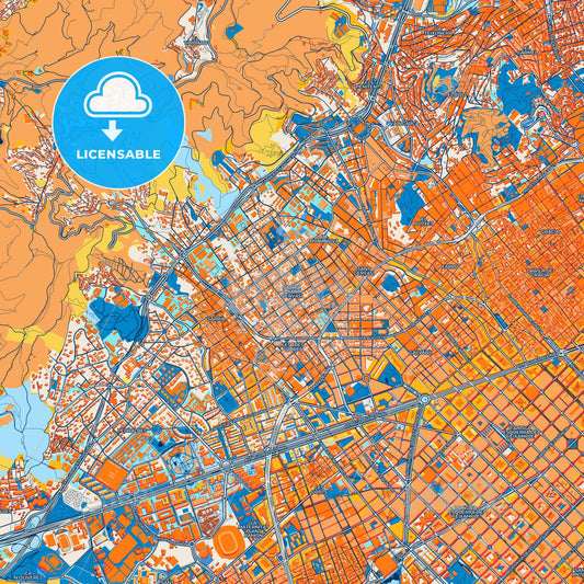 Colorful Sarrià-Sant Gervasi Street Map with Labels and Buildings