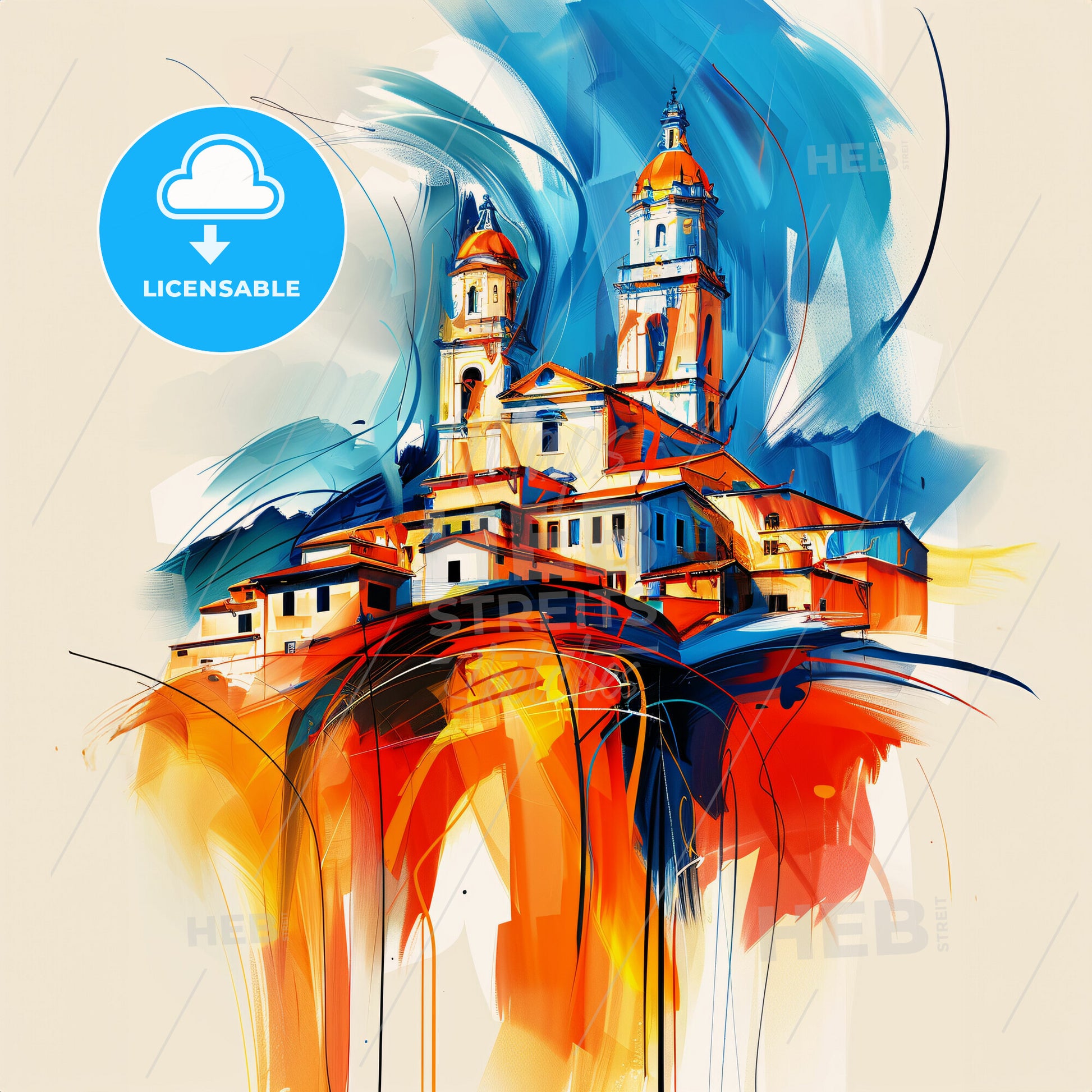 Vibrant Sassari, Italy - A Painting Of A Building