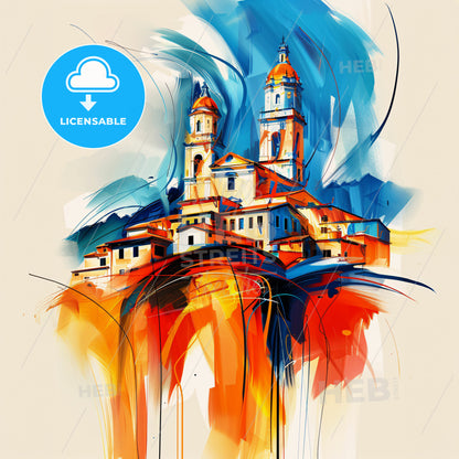 Vibrant Sassari, Italy - A Painting Of A Building