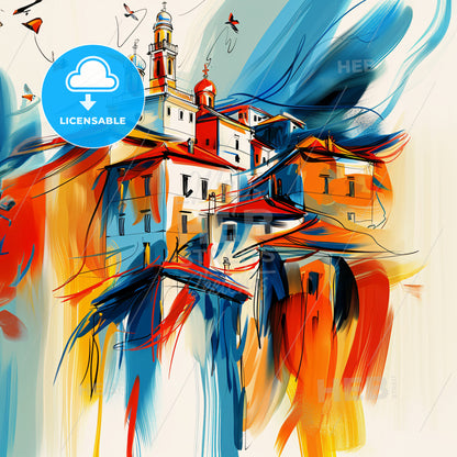 Vibrant Sassari, Italy - A Painting Of A Building