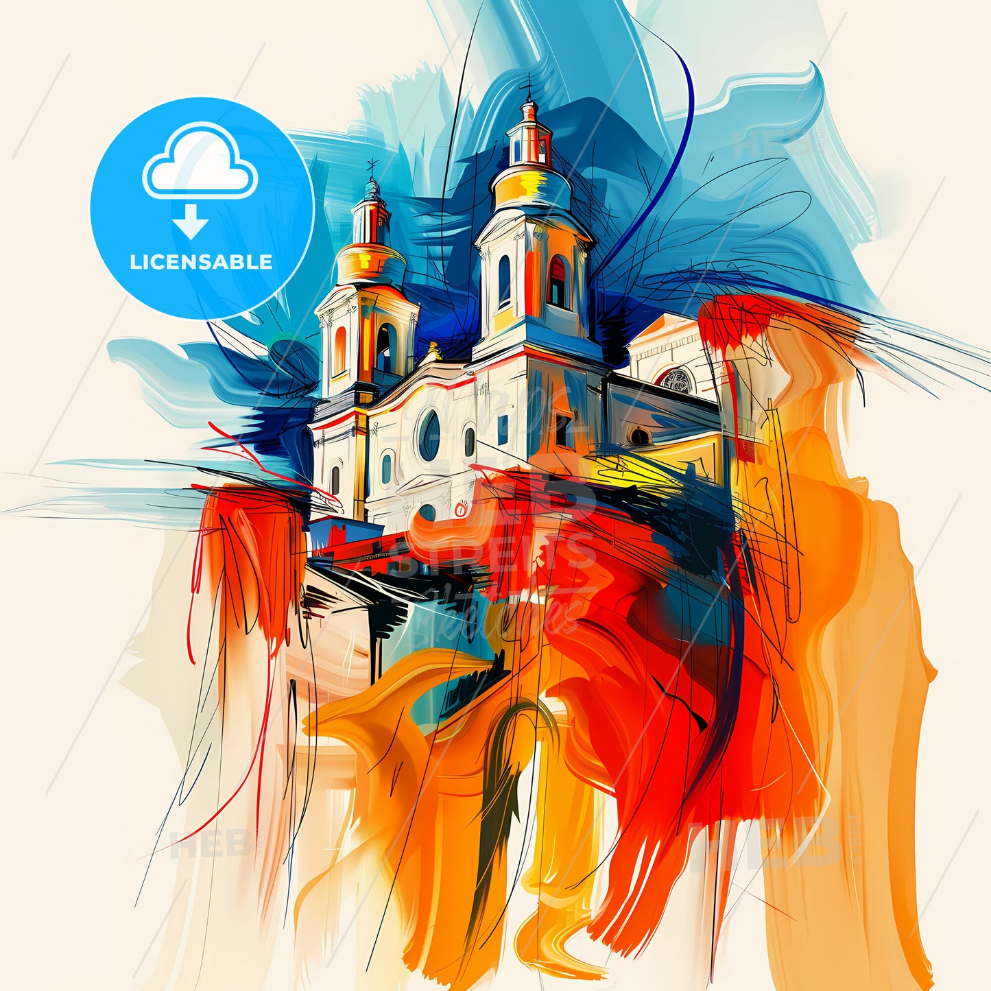 Vibrant Sassari, Italy - A Painting Of A Building With Colorful Paint