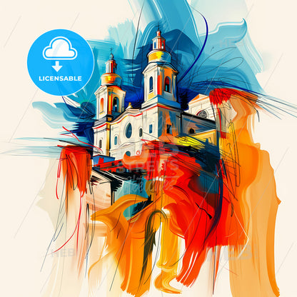 Vibrant Sassari, Italy - A Painting Of A Building With Colorful Paint