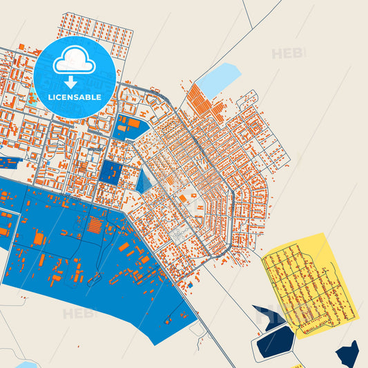 Colorful Satpayev Street Map with Labels and Buildings