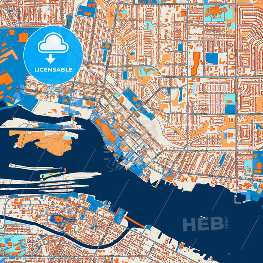 Colorful Sault Ste. Marie Street Map with Labels and Buildings