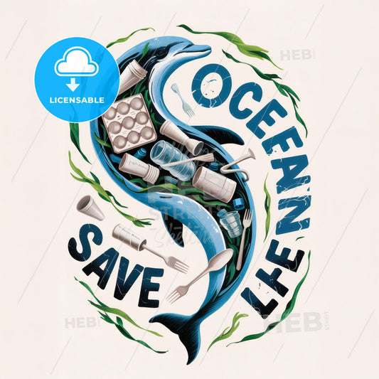 Save Our Ocean: Minimalist Dolphin Art Highlighting the Impact of Plastic Waste