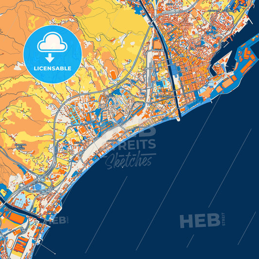Colorful Savona Street Map with Labels and Buildings