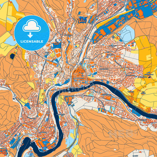 Colorful Schaffhausen Street Map with Labels and Buildings