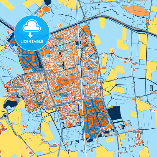 Colorful Schagen Street Map with Labels and Buildings