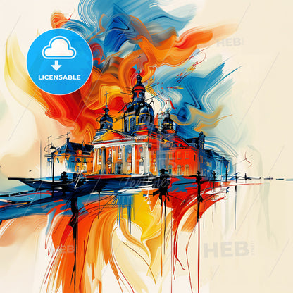 Vibrant Schiedam, Netherlands - A Painting Of A Building With Colorful Paint