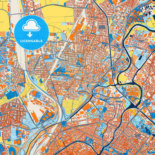 Colorful Schiltigheim Street Map with Labels and Buildings