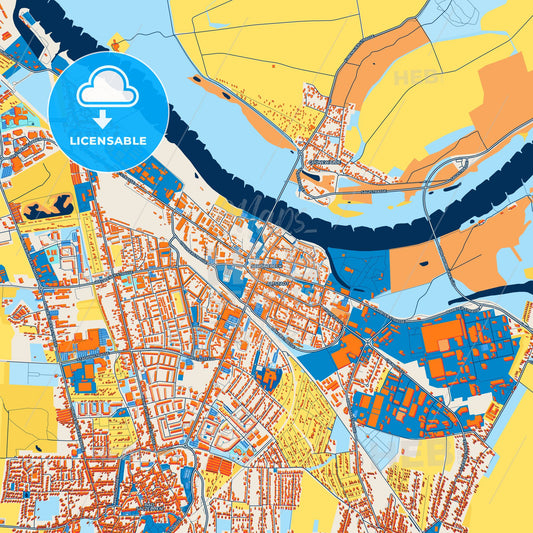 Colorful Schonebeck Street Map with Labels and Buildings