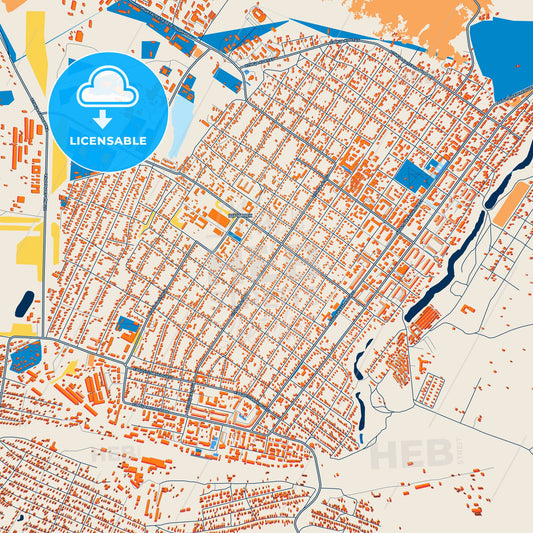 Colorful Schuchinsk Street Map with Labels and Buildings