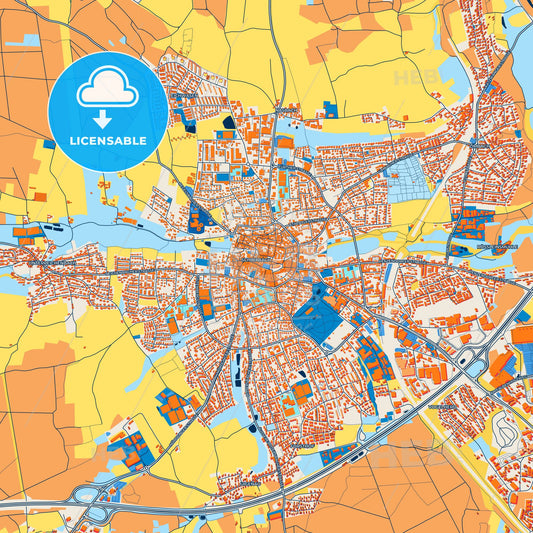 Colorful Schwabach Street Map with Labels and Buildings