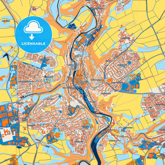 Colorful Schwabisch Hall Street Map with Labels and Buildings