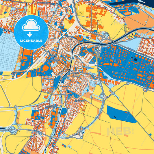 Colorful Schwechat Street Map with Labels and Buildings