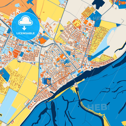 Colorful Schwedt/Oder Street Map with Labels and Buildings