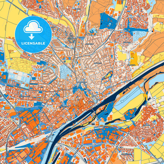 Colorful Schweinfurt Street Map with Labels and Buildings