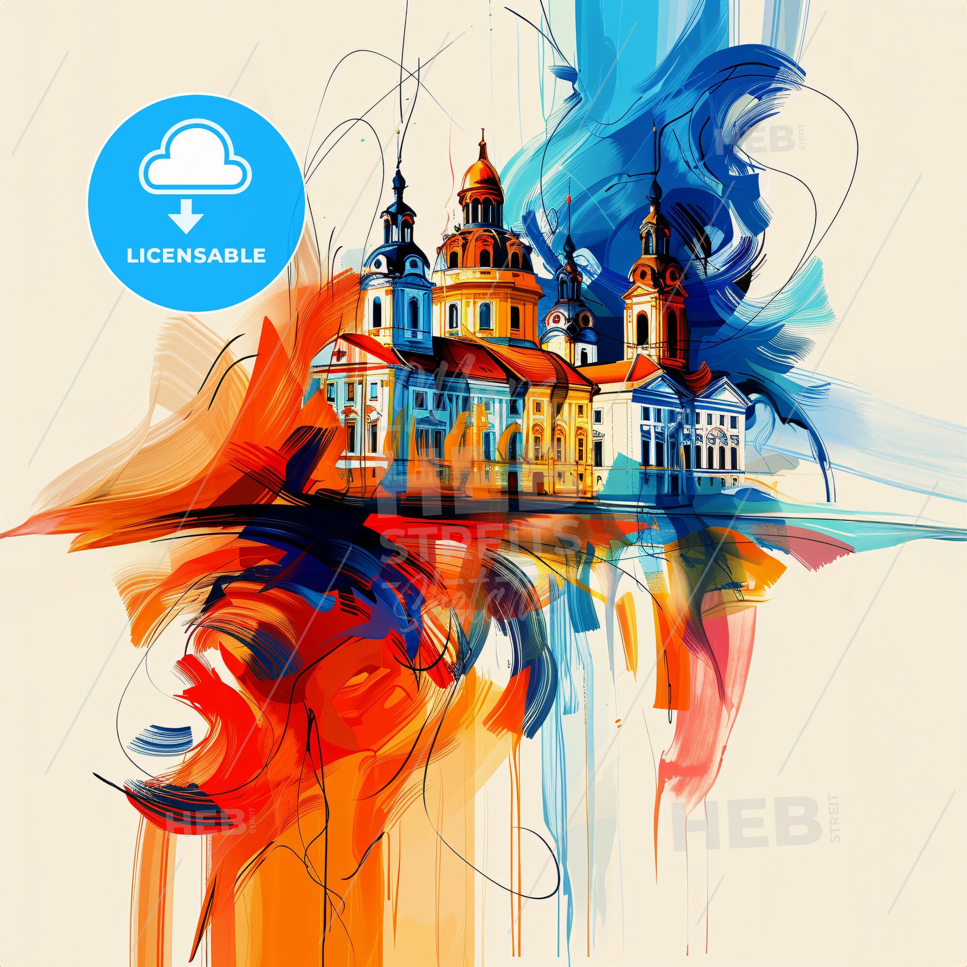 Vibrant Schwerin, Germany - A Colorful Painting Of A Building